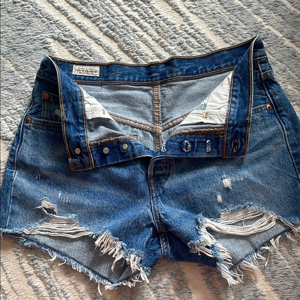 Levi's Distressed Blue Jean Shorts - Picture 2 of 4